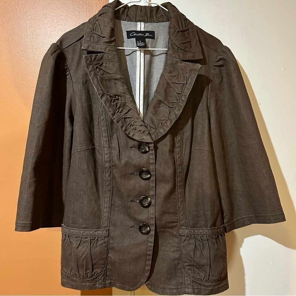 Christiana Zinn Brown Denim Blazer Jacket Size 1x